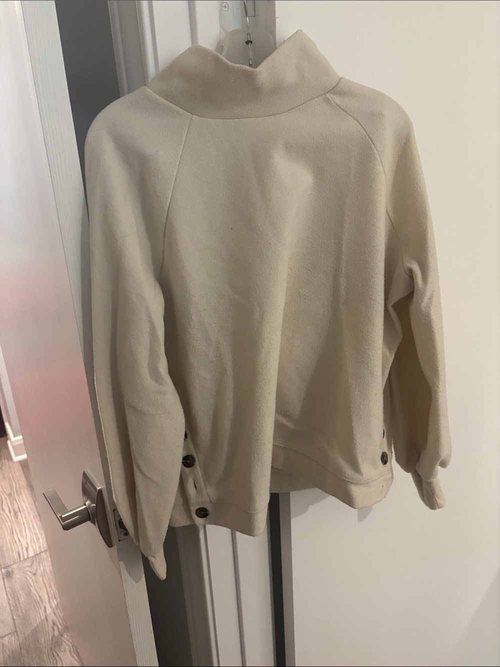 Who What Wear Cream Mock Neck Sweater with Side Buttons